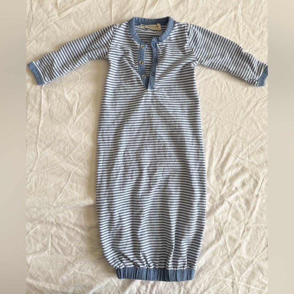 Monica + Andy Organic Cotton Infant Sleeper Gown Light Blue  Stripe 3-6 Months